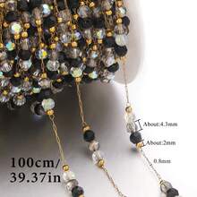 1米304不锈钢镀18K金多色玻璃珠链，手工串珠链，DIY饰品项链手链制作链，女士不锈钢饰品配件 - 鏈條 - 查看 16