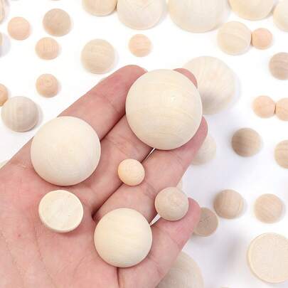 5-50 piezas Cuentas de madera natural, bolas de madera redondas sin perforar adecuadas para manualidades DIY, anillos/pulseras/pendientes/collares, decoración del hogar y fabricación de joyas, diámetro de 10-30 mm, múltiples tamaños disponibles