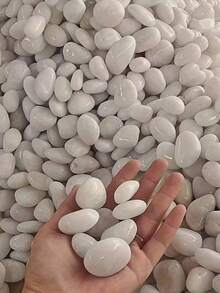 500g/200g/100g 白色河石與拋光鵝卵石，天然亮面裝飾石，適用於室內植物、水族箱、花園景觀、花瓶填充、DIY手工藝、家居裝飾，室內/室外通用 - A - 查看 1