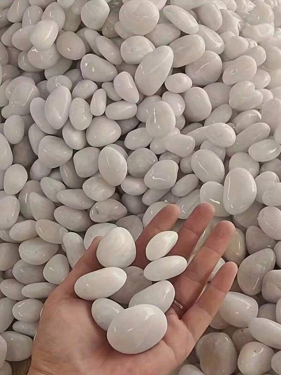 500g/200g/100g 白色河石與拋光鵝卵石,天然亮面裝飾石,適用於室內植物、水族箱、花園景觀、花瓶填充、DIY手工藝、家居裝飾,室內/室外通用 - A - 查看 1