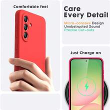 超薄防滑软硅胶保护壳，兼容三星 Galaxy A56 A36 A26 A16 A17 S26 S25 FE，纯色可爱少女风手机壳，适用于 Galaxy S26 Ultra S25 Ultra、荣耀 Note 15 - 紅色 - 查看 6