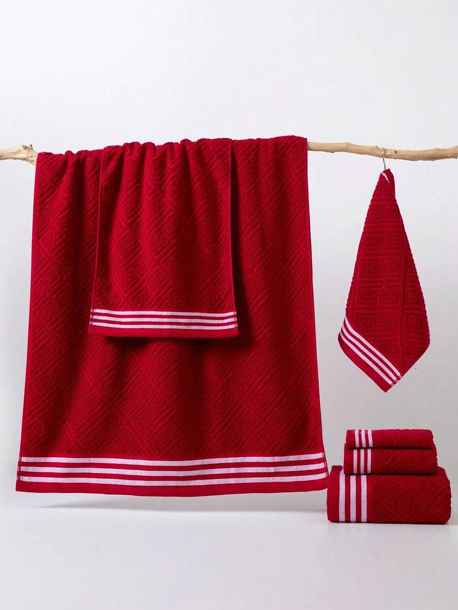 1 khăn tắm cỡ trung bình, 100% cotton, mỏng, họa tiết jacquard, màu đỏ, hình chữ nhật 70*140cm dành cho người lớn, dùng khi bơi lội, tắm rửa, quấn; Hoặc khăn tay 34*74cm, khăn quàng cổ 34*34cm, nhanh khô, thấm hút tốt, mềm mại, thích hợp cho phòng tắm, nhà bếp, du lịch, quà tặng ngày lễ, phòng tập thể dục, bãi biển, khách sạn, thẩm mỹ viện, ngoài trời.