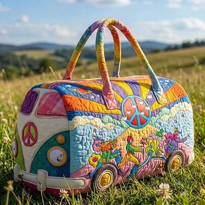 Quilted Travel Bag Tote Bag Daily Multi-Functional Zipper Closed Vacation Travel Fashion Charm  Luggage Bag Large Capacity Large Size Travel Tote Bag Going Out Party Commute Work Light Hand Bag Handbag Clothing Storage Large Bag With Tie-Dye Flower Cartoon Animation Cute Personalized Color Oil Painting Plant Flower Marine Animal Starfish Bus Van Theme Pattern Printing Simulation Full Body Printing Soft Fabric Travel Tote Bag.Handbag, Vacation Bag, Carry-On Bag, Hospital Bag, Maternity Bag. Can Be Worn As Shoulder Bag Or Crossbody, Also Can Be Used With Portable Handheld Suitcase. Especially Suitable For Business Trips And Vacations. Sports Gym Luggage Bag. Travel Duffle Bag Overnight Bag Durable Travel Organizer Cruise Essential Vacation Essentials For Men Women Travel Essential Holiday Essential Travel Must Haves.