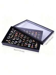 1pc 100-Slot Jewelry Ring Display Box, Large Capacity Storage Box, Tray-Style Earring Storage Display Box, Dust-Proof Transparent Storage Box With Transparent Lid, Suitable For Studs, Earrings And Multiple Rings, Ideal For Drawer Storage And Display - Multicolor - View 3
