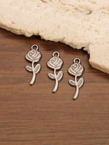 3 chiếc mặt dây chuyền hình hoa hồng mạ vàng 18K bằng thép không gỉ, mặt dây chuyền hình hoa tulip dùng làm phụ kiện trang sức DIY cho nữ, vòng cổ, vòng tay, bông tai. - hoa hồng - Xem 2