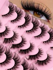 14 pares de pestañas postizas transparentes con efecto ojo de gato natural y desordenado, pestañas delgadas con forma de ojo de gato, tiras completas y suaves, pestañas postizas naturales y realistas. - Negro - Ver 3