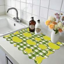 1pc Blue Gingham Sweet Heart Multi-Purpose Absorbent Mat, Polyester Tabletop Protective Pad, Suitable For Kitchen, Dining Table Decor, Dish Drying, Washing Machine, Coffee Maker, Bathroom Vanity Cup Coaster, Kitchen Accessories, Party Supplies - Qingge Sweetheart - View 15