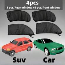 Set de 4 piezas Parasol y red antimosquitos para coche, protección de malla transpirable para ventanas delanteras y traseras, fácil instalación, parasol para coche, red antiinsectos, parasol, cortina de tienda de campaña, apto para coche y camping, parasol de ventana de coche, red antimosquitos para coche, red antimosquitos de ventana de coche, red antiinsectos y de privacidad para coche, parasol de ventana de coche, aislamiento térmico y protección solar - multicolor - Ver 11