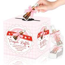 KCoke Theme Diaper Raffle Set For Baby Shower - She's Ready To Pop With Pink Bow 50 Tickets And Raffle Box Included Pink Baby Shower Game And Party Plies1 - Red Pink - View 8