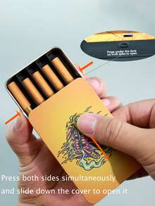 1个简约时尚新款创新个性化防滑金属香烟盒，带滑动盖，便携式旅行香烟盒，带搭扣锁，最多可容纳5支香烟（直径8毫米） - 多色 - 查看 6