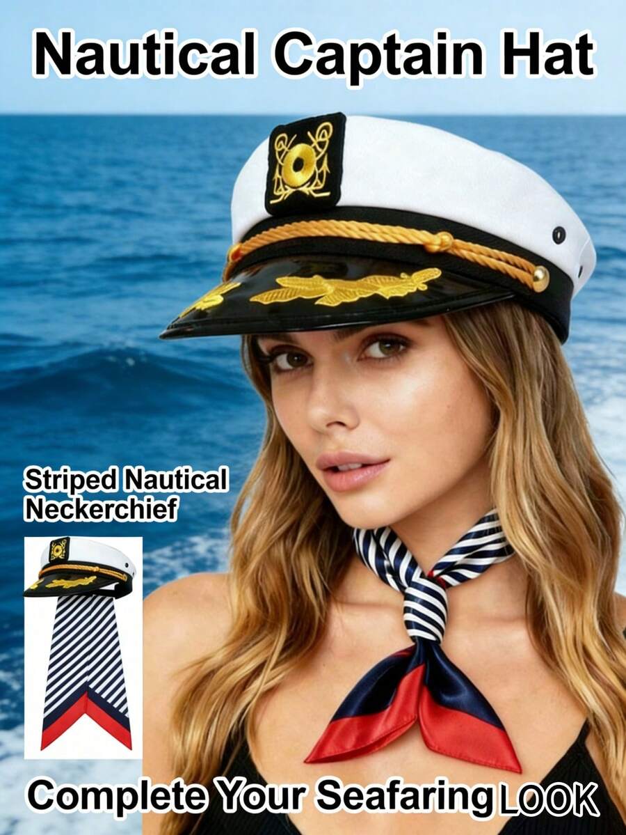 Mũ thủy thủ điều chỉnh nhanh, kiểu hải quân (1/2 chiếc). Để trông lịch lãm, mũ thuyền trưởng rất phổ biến cho lễ Halloween, các bữa tiệc hóa trang, tiệc nhập vai, các chuyến du lịch gia đình và nhiều dịp khác. Đội mũ thuyền trưởng đến bữa tiệc và trở thành vị thuyền trưởng hải quân nổi bật nhất. - Nhiều màu - Xem 1