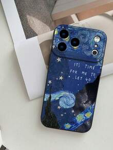 Fashionable Popular Personalized Starry Night Swirl Sky Art With Inspirational Quote Pattern Design Theme Luxury Shockproof Aesthetic Cute Phone Case, Lens Protrusion Protection, Compatible With For IPhone 17/17Pro/17Pro Max, 16, 15,14, 13, 12, 11 Plus/Pro Max And Series,And Compatible With For Galaxy S/A Series, Gift For Easter Day, Christmas Halloween Decoration/Gift For Birthday, Girlfriend, Boyfriend, Friend Or Yourself - Black - View 5