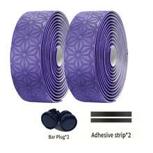 1 Pair Anti-Slip Road Bike Handlebar Tape PU Shock Bar Tape W/ Bar End Plugs - Purple - View 13