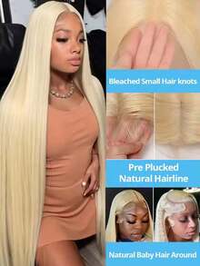 Dollface Peluca rubia HD de 71 cm de largo con encaje frontal transparente, cabello humano, densidad del 180%, encaje frontal de 13x4 y 13x6 con cabello de bebé pre-depilado – peluca natural y lisa para mujer, transpirable y duradera, línea de cabello natural, ajuste cómodo, adecuada para uso diario y ocasiones especiales. - S613 - Ver 8
