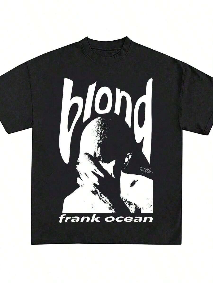 Frank Oceans T-Shirt, Rap T-Shirt, Concert Merchandise, Blonds Album Cover Graphic T-Shirt, Cotton, New Arrival, Anime Clothing, T-Shirts For Men And Women - 黑3 - 查看 1