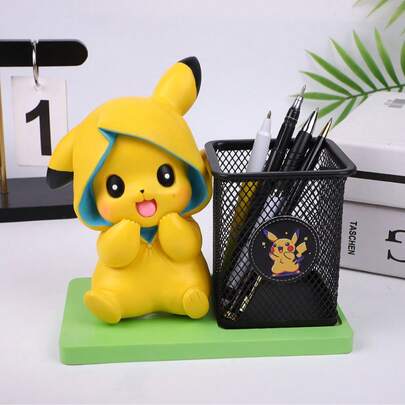 pokemon 1个可爱宝可梦主题笔筒，包含马克笔、圆珠笔、卷笔刀、橡皮擦，树脂材质，适合学习、毕业、日记、生日礼物、返校季等场合。