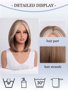 12 Inch Layered Middle-Parted Bobo Wig, Suitable For Summer Daily Wear, Parties, Cosplay, Music Festivals And Holidays, A Practical Gift For Girls - Camel - View 8