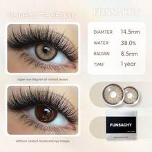 FUNSACHY 1 Pair Soft Color ,Black/Brown Lenses, 14.5mm Eye Makeup, Yearly Disposable - CHARLOTTE-bROWN - View 5