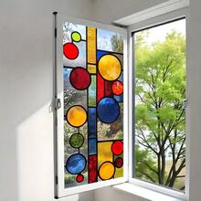 1pc Colorful Geometric Static Cling Glass Window Film, Removable Vinyl Window Decal, Privacy Protection, Suitable For Bedroom And Living Room Home Decor, Modern Abstract Art Window Film - Multicolor - View 12
