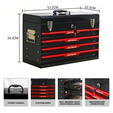 Portable Tool Kit With Four Sockets And Toolbox With Metal Lock, Packaging Equipment Compatible With Cooling Tanks - Black - A - View 3