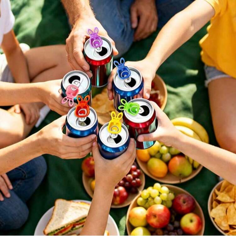 可爱卡通兔子造型开瓶器，带防尘盖，适用于啤酒、汽水等饮料，并具有密封功能。 - 查看 1