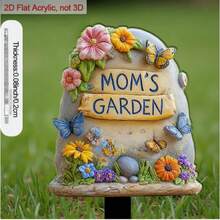 2D Acrylic Garden Stake "Mom's Garden", Yard Decor, Mother's Day Gift, Suitable For Garden, Yard, Potted Plants And Patio. Ideal Holiday Gift, Vibrant Lawn And Landscape Decoration, 2D Flat Design - A - View 6
