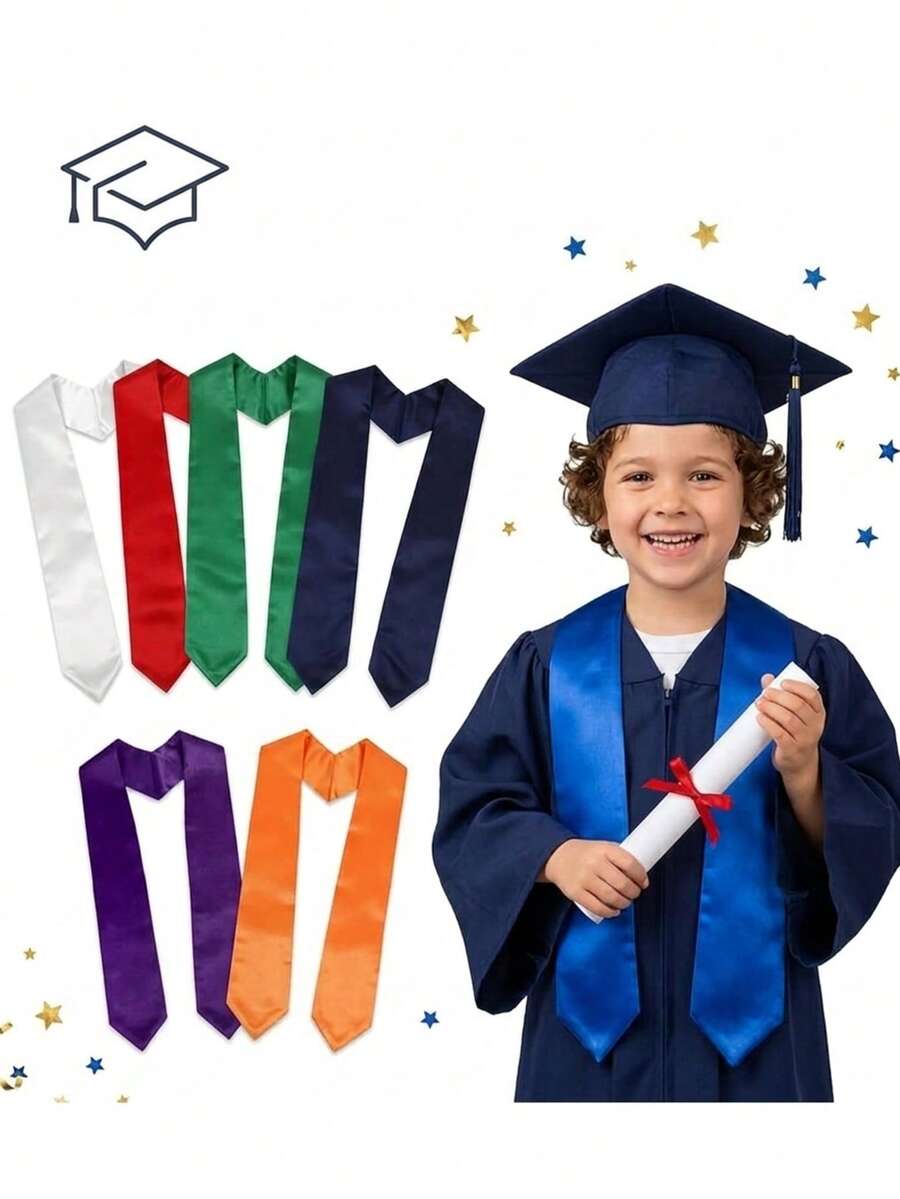 1件儿童毕业绶带/围巾，适用于幼儿园/学前班毕业典礼、2025/2026届毕业生、留学国际学生 - 彩色 - 查看 1