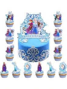 Frozen-Thema Geburtstagskuchen-Topper Set - DIY Kuchen Dekorationen für Geburtstagsfeiern zu Hause. Geeignet für verschiedene Anlässe wie Partydekoration, Feiertagsfeiern, lockere Zusammenkünfte, die Rückkehr zur Schule, Weihnachtsfeiern und mehr - Mehrfarbig - Übersicht 10
