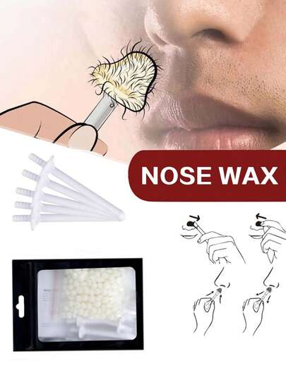 Bộ dụng cụ tẩy lông mũi 4/2/1 món – Máy tỉa và tẩy lông mũi cầm tay dành cho nam và nữ (mũi & tai) – Bao gồm 25g hạt sáp và 4 đầu bôi sáp.