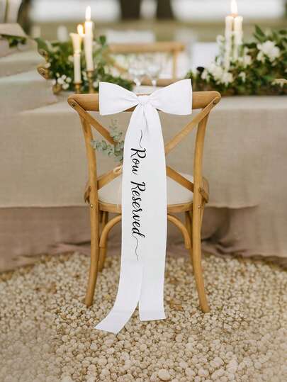1 chiếc ruy băng satin thắt nơ trang trí lưng ghế cưới, ruy băng trang trí lối đi cho hàng ghế "Đã đặt trước", ruy băng trang trí ghế cưới, ruy băng nơ lưng ghế, trang trí lối đi tiệc cưới, dùng cho các sự kiện trang trí lối đi, trang trí lưng ghế ngoài trời cho đám cưới.