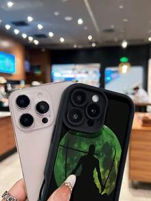 Silueta de Zoro, tema de espadachín de luna verdefunda de teléfono Fundas compatibles con ,Apple,VIVO,OPPO,,, y Honor.Fabricadas en silicona TPU,ofrecen protección contra golpes y caídas. - Negro - Ver 4