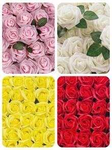 Artificial Roses Flowers With Flexible Stems Components To Achieve Natural Look In Diy Crafts Everlasting Blossoms For Women Workers Crafters Artificial Roses Flowers For Decorating Office Desks Bedroom House Wedding Party Supplies Pieces For Table - Multicolor - View 8