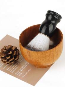 2支装化妆胡须剃须刷，木柄刷毛，适用于美发沙龙、理发店，可用于肥皂泡沫剃须，男士面部清洁工具 - 鬍鬚刷 - 查看 2