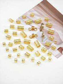 44pcs Multi-Shape Hair Rings With Stretchy Design - Shaped Spring Snake Adjustable Alloy Hair Cuffs, Boho Hair Jewelry For Boy & Girl's Dreadlocks & Braids - Gold - View 2