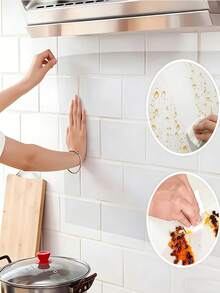 1 Roll Heat Resistant Oil-Proof Sticker, Self-Adhesive Transparent Wall Protection Sticker, Transparent Desktop Protection Sticker, Suitable For Self-Adhesive Kitchen Backsplash Sticker, Suitable For Stove, Gas Range And Range Hood Area, Easy To Clean Surface Protection, Catering Service Tools And Tableware, No Residue - Kitchen Accessories, Kitchen Supplies, Kitchen Decor, Wallpaper, Wall Sticker, Wall Decor - View 12