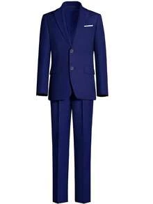 4pcs Tween Boy Gentleman Suit Set, Including Jacket, Pants, Tie And Bow Tie - Blue - View 3