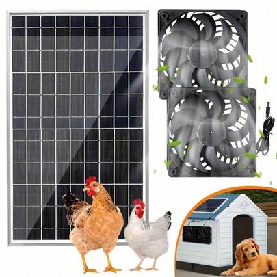 太阳能风扇套件，可拆卸太阳能充电板，适用于房车排气、温室、遮阳棚、宠物屋和窗户通风，无需电池，高效冷却和空气通风解决方案，房车配件