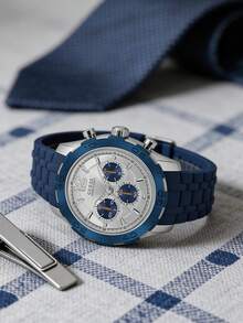 Guess 男士石英表，不锈钢表壳，硅胶皮革表带，石英机芯，防水设计，适合日常佩戴和聚会场合。 - 米色 - 查看 2