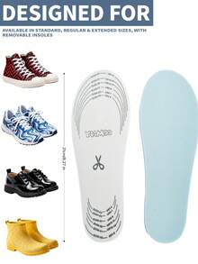 HSYAAMOO 2 Pairs Latex Insoles - Soft, Breathable And Trimmable Insoles Suitable For Toddlers Unisex High Elasticity Insole ,US 4-2 - Baby Blue - View 8