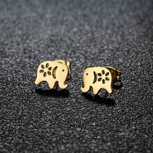 1Pair Stainless Steel Animal Enthic Elephant Stud Earrings For Women Cartoon Gifts - GED278 - View 7