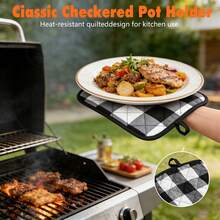 【4 件装 200°F 烤箱隔热垫】1/2/4 件装烤箱隔热垫，聚酯纤维材质，填充物，仅限手洗，耐高温达 200°F，防滑黑色厨房隔热垫，带支架，适用于烹饪和烘焙 - 新款隔熱墊 - 查看 10