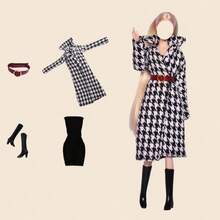 1 Set Fashion Outfit Suitable For 30cm Doll BJD, Fashionable Street Style Jacket & Leather Skirt Set, Sexy Girl Style Changeable Accessories, Birthday/Christmas/New Year Gift (Clothes Only, No Doll, No Shoes) - Multicolor - View 4