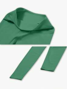 NcmRyu 1pc Women High Waist Slim Fit Solid Color Sports Pants - Green - View 4