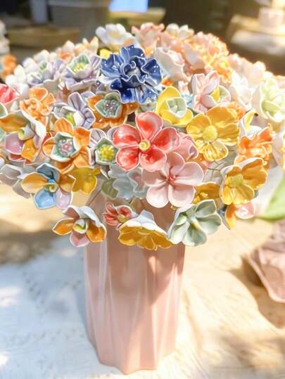 5/10pcs (Random) Ceramic Floral Decor Set - Handmade, Eternal Floral DIY Home Decor - Perfect Choice For Holidays Like Valentine's Day, Mother's Day