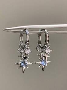 一对优雅时尚的四角星耳环，适合女性在任何场合佩戴 - 彩色 - 查看 2