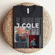 J Cole The Fall Off T-Shirt J Cole Vintage 90s Graphic Tee Hip Hop Rap Shirt Dreamville Merch Retro Aesthetic Streetwear - 黑色 - 查看 1