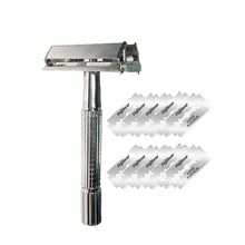 Dao cạo an toàn hai lưỡi + 10 lưỡi dao, dùng được cả nam và nữ, dao cạo tái sử dụng, vật dụng thiết yếu cho gia đình và du lịch. - kiểu A - Xem 10