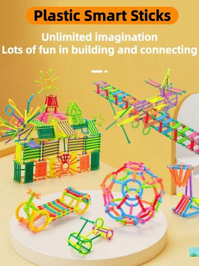 Bộ xếp hình que ma thuật cho trẻ 3-6 tuổi, đồ chơi xếp hình 3D với các khối hình dạng khác nhau có thể ghép nối, đồ chơi xây dựng sáng tạo cho bé trai và bé gái, đồ chơi xây dựng giáo dục STEM, 200 mảnh/1005 mảnh, quà tặng mầm non.