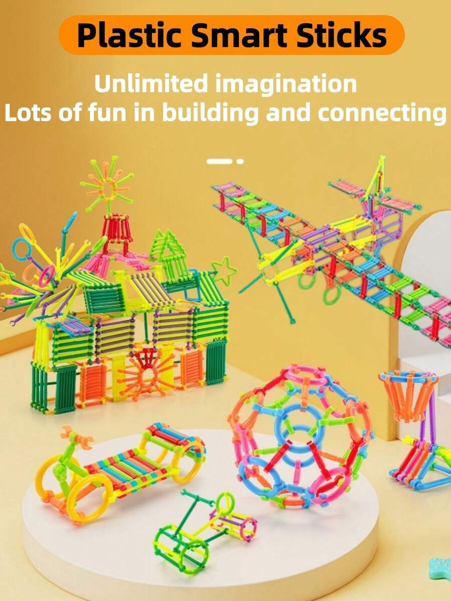 Bộ xếp hình que ma thuật cho trẻ 3-6 tuổi, đồ chơi xếp hình 3D với các khối hình dạng khác nhau có thể ghép nối, đồ chơi xây dựng sáng tạo cho bé trai và bé gái, đồ chơi xây dựng giáo dục STEM, 200 mảnh/1005 mảnh, quà tặng mầm non.