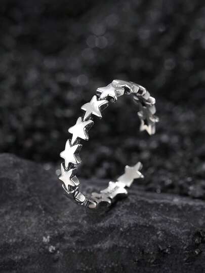 1pc S925 Sterling Silver Minimalist Star Ring, Cute & Sweet, Versatile Casual Wear, Unique 5-Pointed Star Design, Korean Chic Accessory